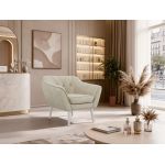 Fotel PIRS - kremowy, welwet - nóżki,  biały