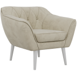 Fotel PIRS - kremowy, welwet - nóżki,  biały