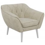 Fotel PIRS - kremowy, welwet - nóżki,  biały