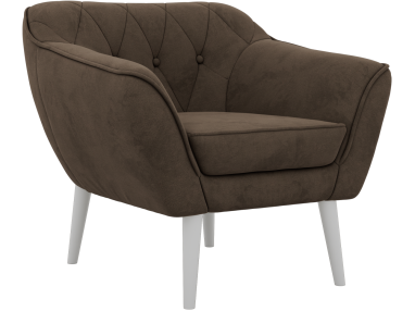 Fotel PIRS - brązowy, welwet - nóżki,  biały