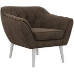 Fotel PIRS - brązowy, welwet - nóżki,  biały