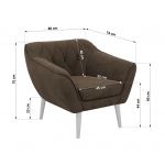 Fotel PIRS - brązowy, welwet - nóżki,  biały