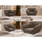 Fotel PIRS - brązowy, welwet - nóżki,  biały