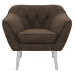 Fotel PIRS - brązowy, welwet - nóżki,  biały