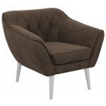 Fotel PIRS - brązowy, welwet - nóżki,  biały