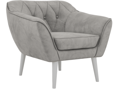 Fotel PIRS - jasnoszary, welwet - nóżki,  biały