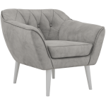 Fotel PIRS - jasnoszary, welwet - nóżki,  biały
