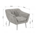 Fotel PIRS - jasnoszary, welwet - nóżki,  biały