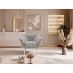 Fotel PIRS - jasnoszary, welwet - nóżki,  biały