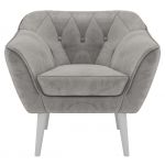 Fotel PIRS - jasnoszary, welwet - nóżki,  biały