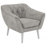 Fotel PIRS - jasnoszary, welwet - nóżki,  biały