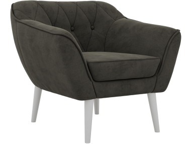 Fotel PIRS - ciemnoszary, welwet - nóżki,  biały