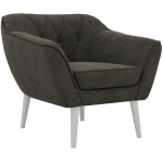 Fotel PIRS - ciemnoszary, welwet - nóżki,  biały