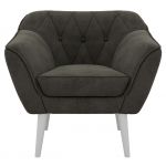 Fotel PIRS - ciemnoszary, welwet - nóżki,  biały