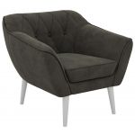 Fotel PIRS - ciemnoszary, welwet - nóżki,  biały