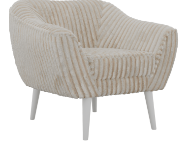 Fotel PIRS - beżowy, sztruks - nóżki,  biały