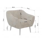 Fotel PIRS - beżowy, sztruks - nóżki,  biały