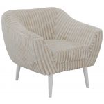 Fotel PIRS - beżowy, sztruks - nóżki,  biały