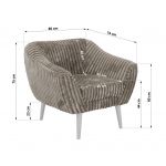 Fotel PIRS - jasnobrązowy, sztruks - nóżki,  biały