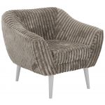 Fotel PIRS - jasnobrązowy, sztruks - nóżki,  biały