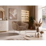 Fotel PIRS - brązowy, sztruks - nóżki,  biały