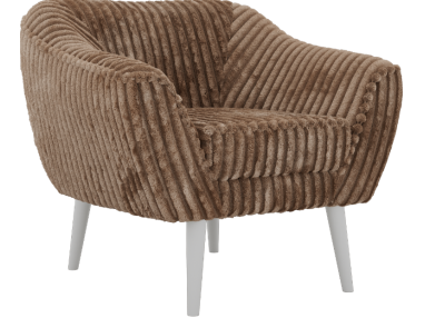 Fotel PIRS - brązowy, sztruks - nóżki,  biały