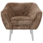 Fotel PIRS - brązowy, sztruks - nóżki,  biały