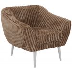 Fotel PIRS - brązowy, sztruks - nóżki,  biały