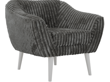 Fotel PIRS - szary, sztruks - nóżki,  biały