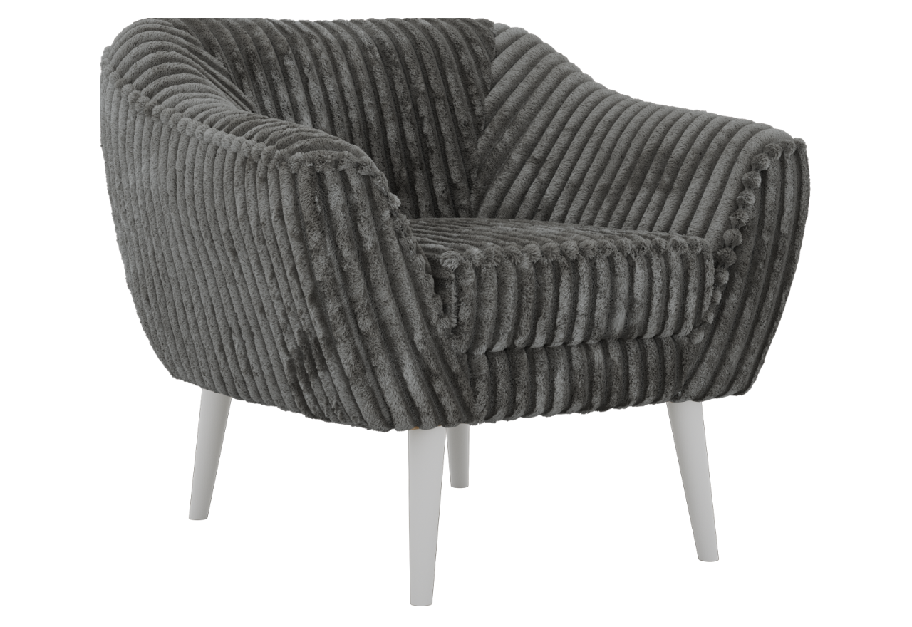 Fotel PIRS - szary, sztruks - nóżki,  biały