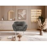 Fotel PIRS - szary, sztruks - nóżki,  biały