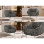 Fotel PIRS - szary, sztruks - nóżki,  biały