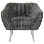 Fotel PIRS - szary, sztruks - nóżki,  biały