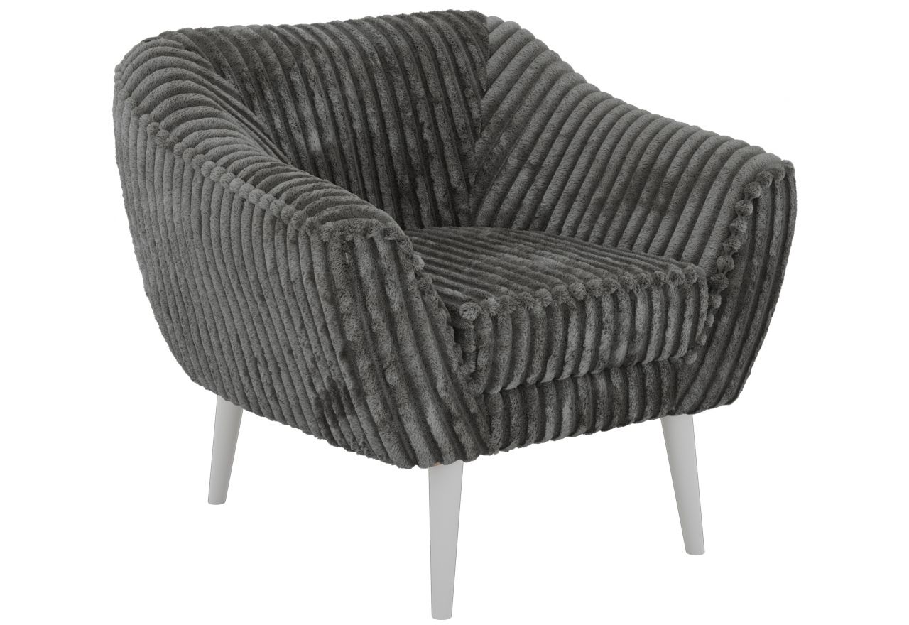 Fotel PIRS - szary, sztruks - nóżki,  biały