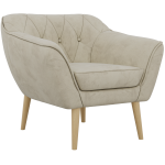 Fotel PIRS - kremowy, welwet - nóżki,  buk