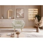 Fotel PIRS - kremowy, welwet - nóżki,  buk