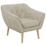 Fotel PIRS - kremowy, welwet - nóżki,  buk