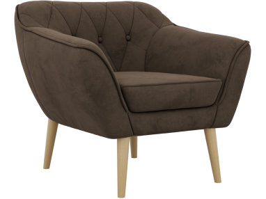 Fotel PIRS - brązowy, welwet - nóżki,  buk