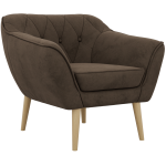 Fotel PIRS - brązowy, welwet - nóżki,  buk