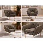 Fotel PIRS - brązowy, welwet - nóżki,  buk