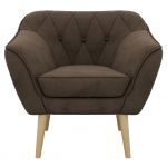 Fotel PIRS - brązowy, welwet - nóżki,  buk