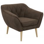 Fotel PIRS - brązowy, welwet - nóżki,  buk