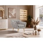 Fotel PIRS - jasnoszary, welwet - nóżki,  buk