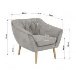 Fotel PIRS - jasnoszary, welwet - nóżki,  buk