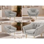 Fotel PIRS - jasnoszary, welwet - nóżki,  buk