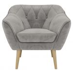 Fotel PIRS - jasnoszary, welwet - nóżki,  buk