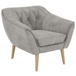 Fotel PIRS - jasnoszary, welwet - nóżki,  buk
