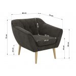 Fotel PIRS - ciemnoszary, welwet - nóżki,  buk