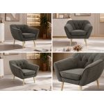 Fotel PIRS - ciemnoszary, welwet - nóżki,  buk