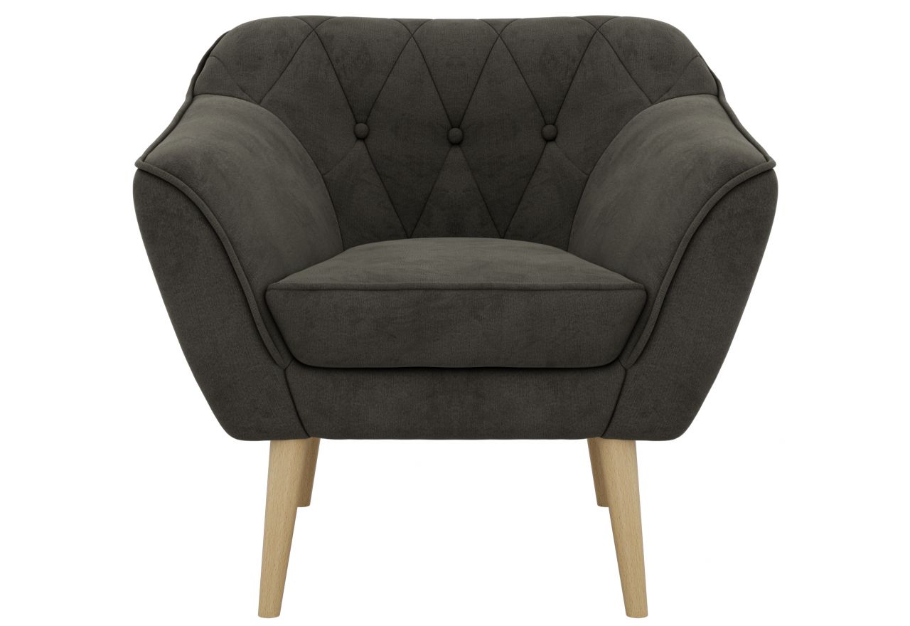 Fotel PIRS - ciemnoszary, welwet - nóżki,  buk